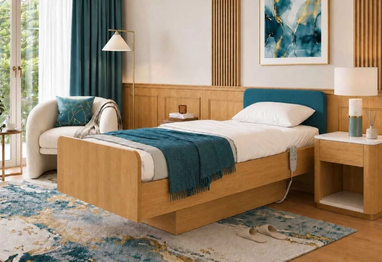 HOSPEN Domo Prestige N06 z morskim tapicerowanym wezgłowiem