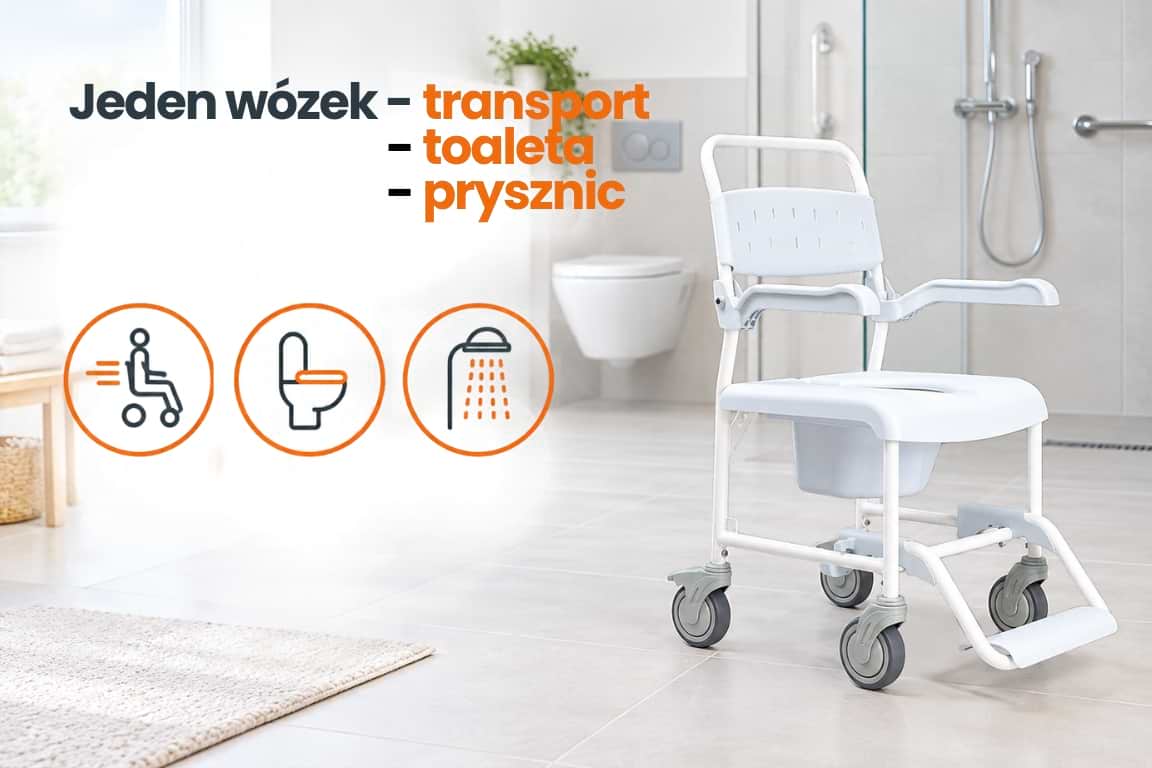 Wózek toaletowo-prysznicowy Pluo 5 do transportu, toalety i kąpieli